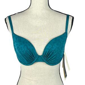 Profile by Gottex SZ 34 D Swim Bikini Top Lightly Padded Underwire Leopard Print